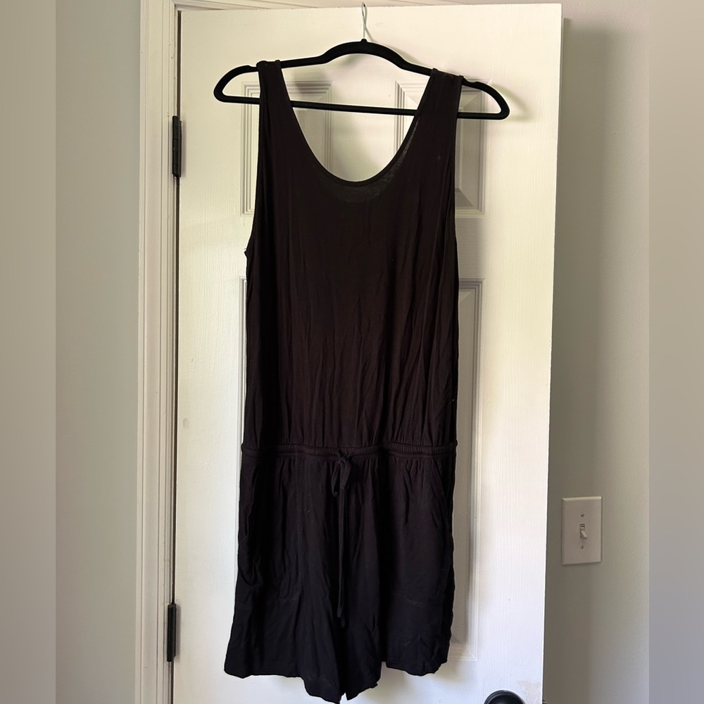 Black Romper with Tie at Waist